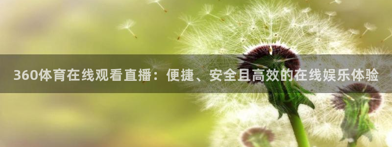 360体育在线观看直播：便捷、安全且高效的在线娱乐体验